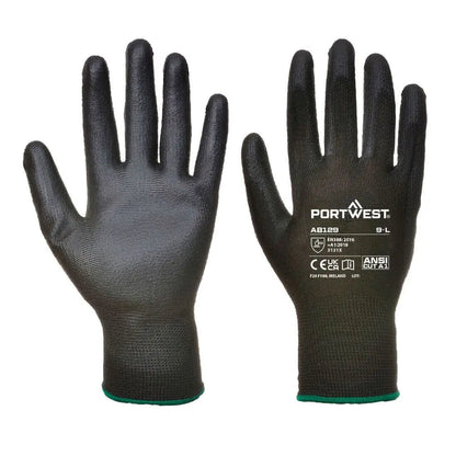 Grip 13 Pu Palm Essential Full Box (288 Pairs) Ab129 - Black - Customisable General Handling Gloves