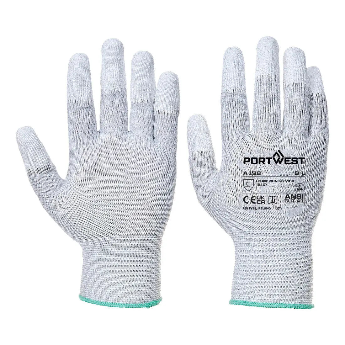 Esd 13 Pu Fingertip Essential Multipack (Pk12) Ab198 - Grey - Customisable ESD Gloves