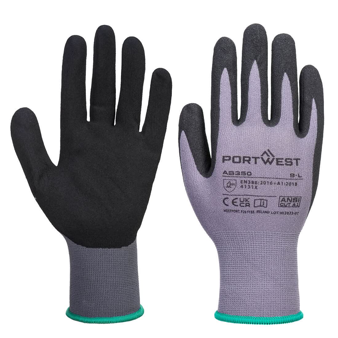 Grip 15 Nitrile Sandy Essential Multipack (Pk12) Ab350 - Grey Black - Customisable General Handling Gloves