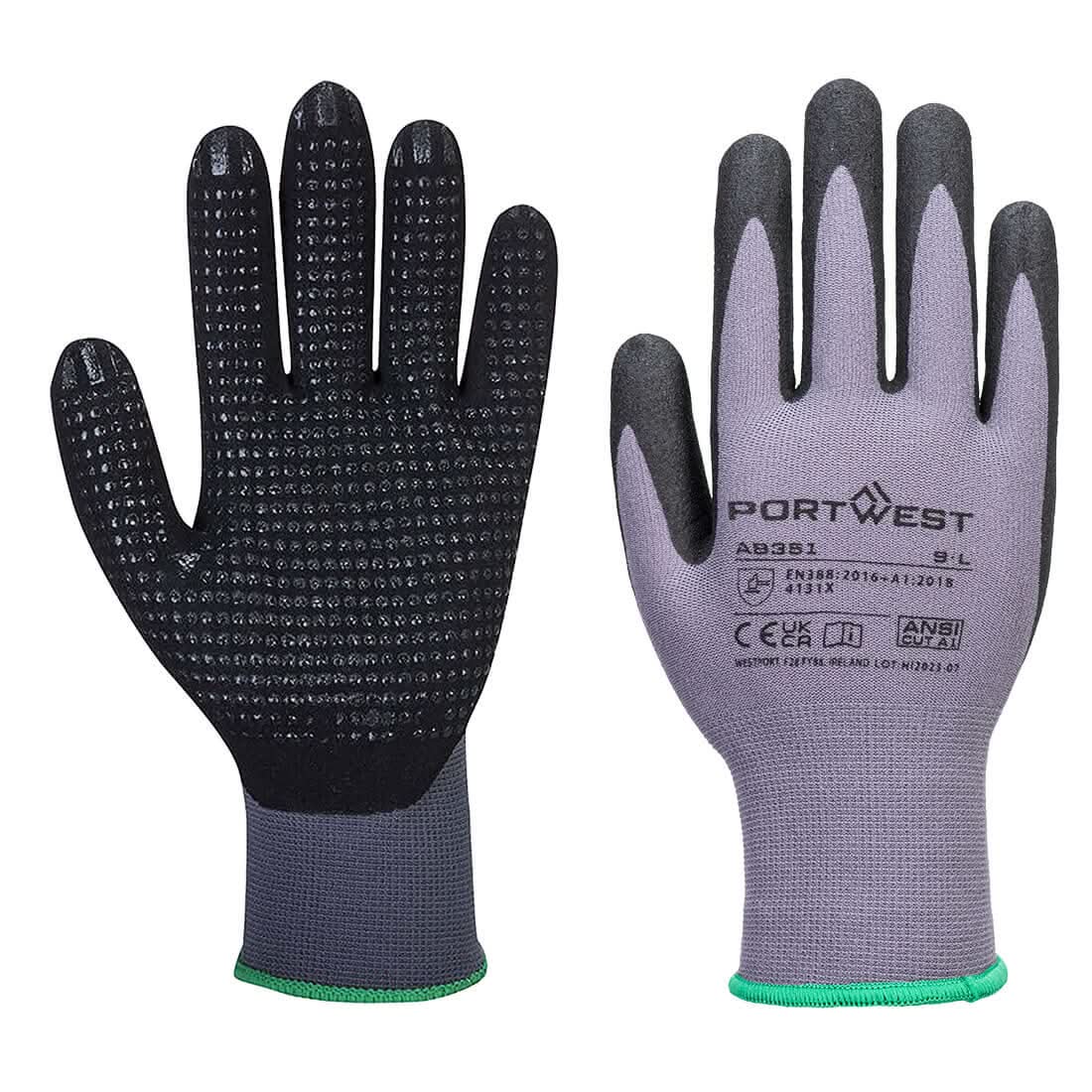 Grip 15 Nitrile Sandy Dotted Essential Multipack (Pk12) Ab351 - Grey Black - Customisable Grip Gloves