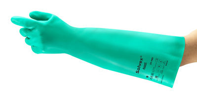 Ansell Alphatec Solvex Gauntlet Gloves - Green - Customisable Nitrile