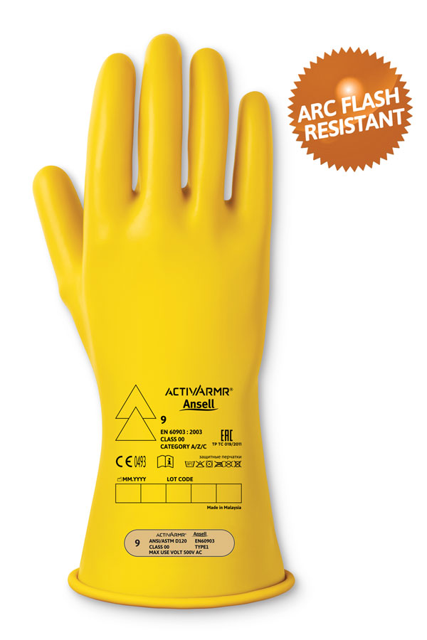 Ansell Low Volt Electrical Insulating Glove (Class ) - Yellow M - Customisable Freezer