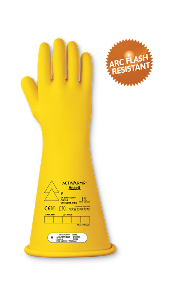 Ansell High Voltage Electrical Insulating Glove (Class ) - Yellow - Customisable Electrical