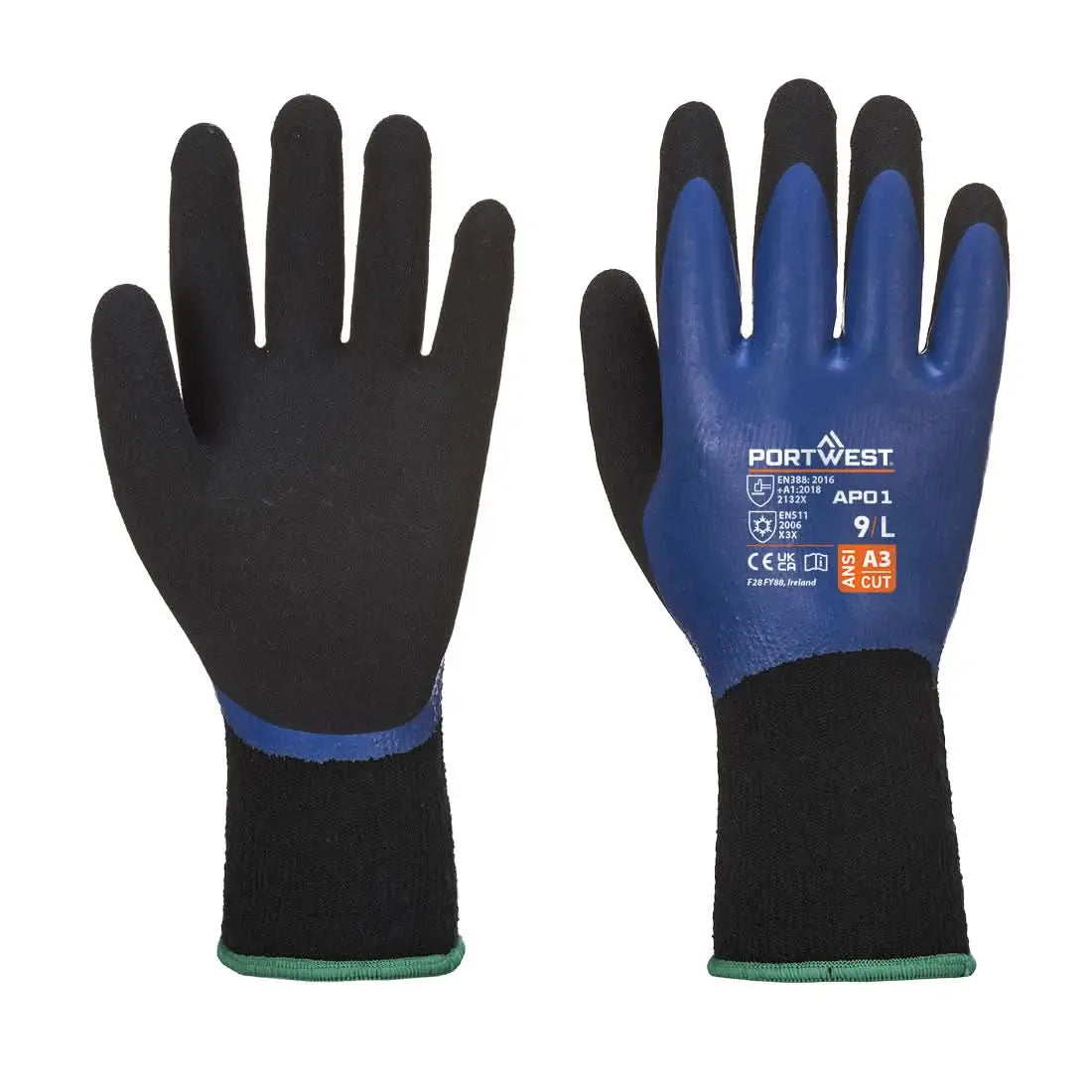 Cold 13 Latex Aqua Glove Ap01 - Blue Black - Customisable Cold Protection Gloves
