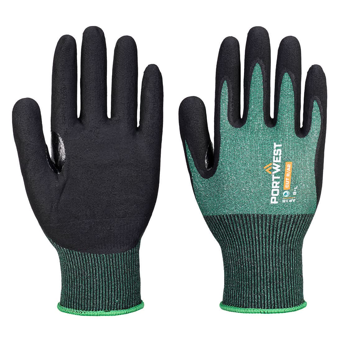 Portwest Sg Cut B18 Eco Nitrile Glove Pk12 AP15 - Green Black - Customisable Hand Protection