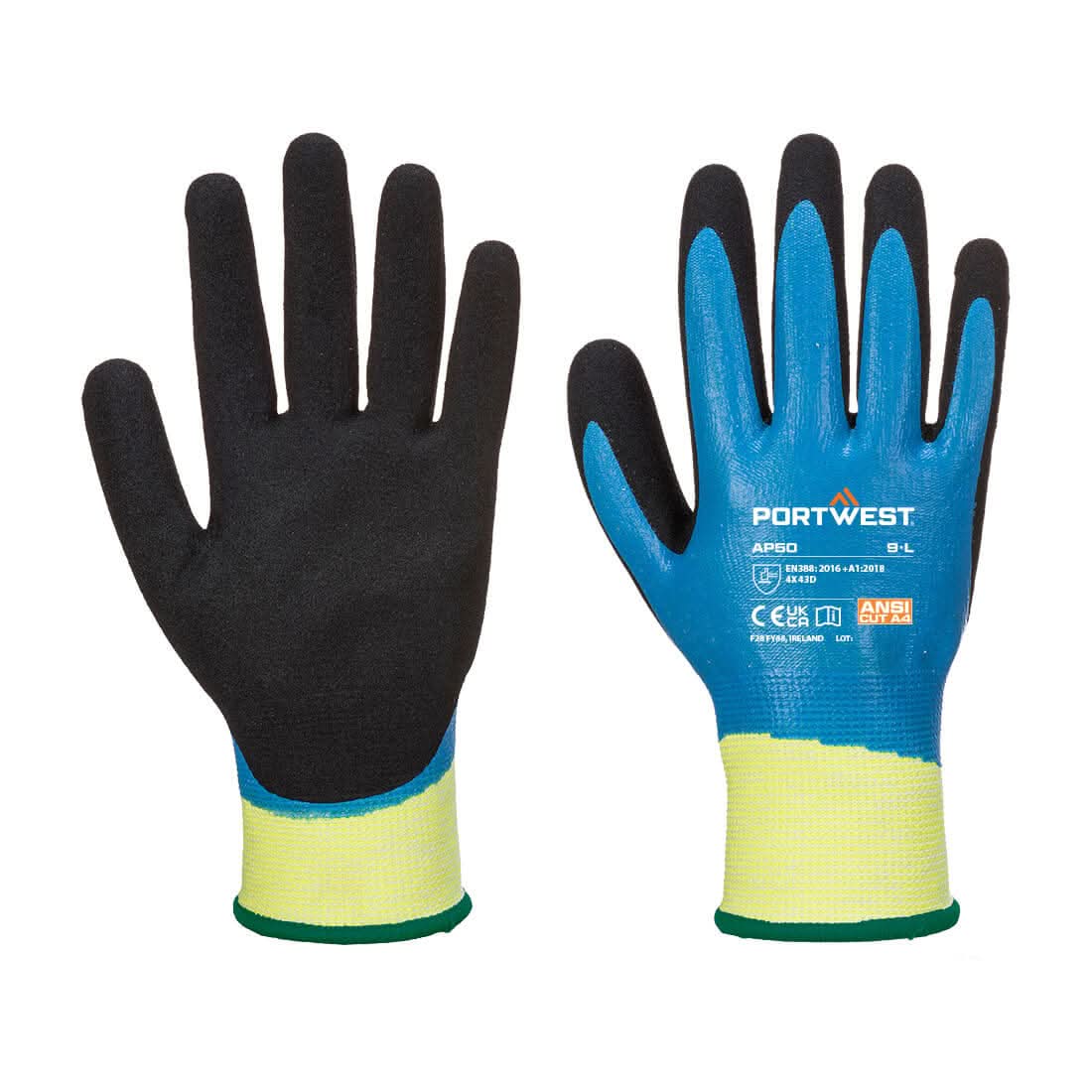 Portwest Aqua Pro Cut D13 Nitrile Glove AP50 - Blue Black - Customisable Hand Protection