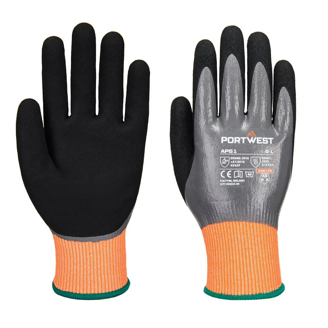 Cut F15 Nitrile Aqua Glove Ap51 - Grey Black - Customisable General Handling Gloves