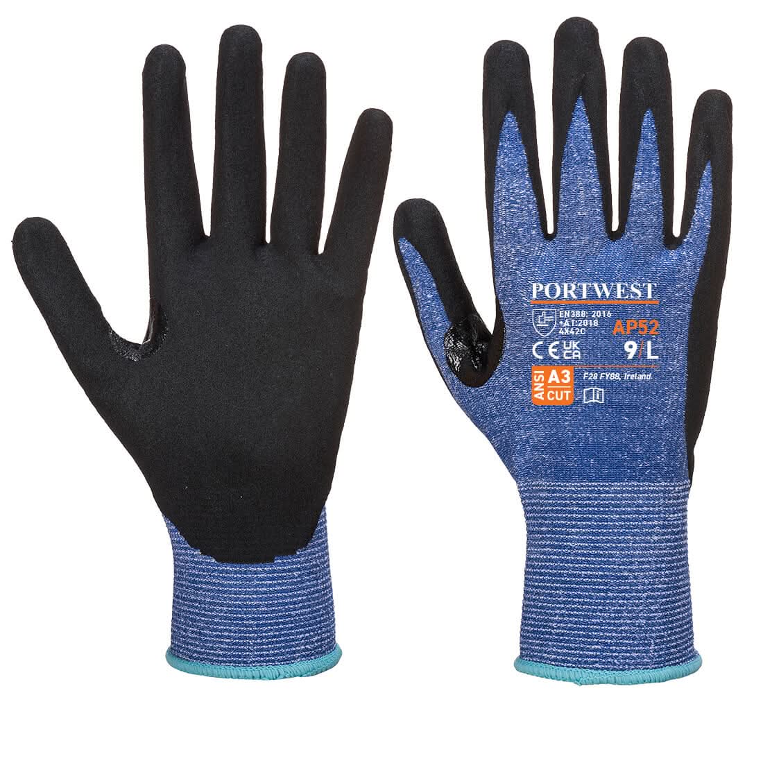 Portwest Cut C13 Dexti Ultra Nitrile Glove AP52 - Blue Black - Customisable Hand Protection