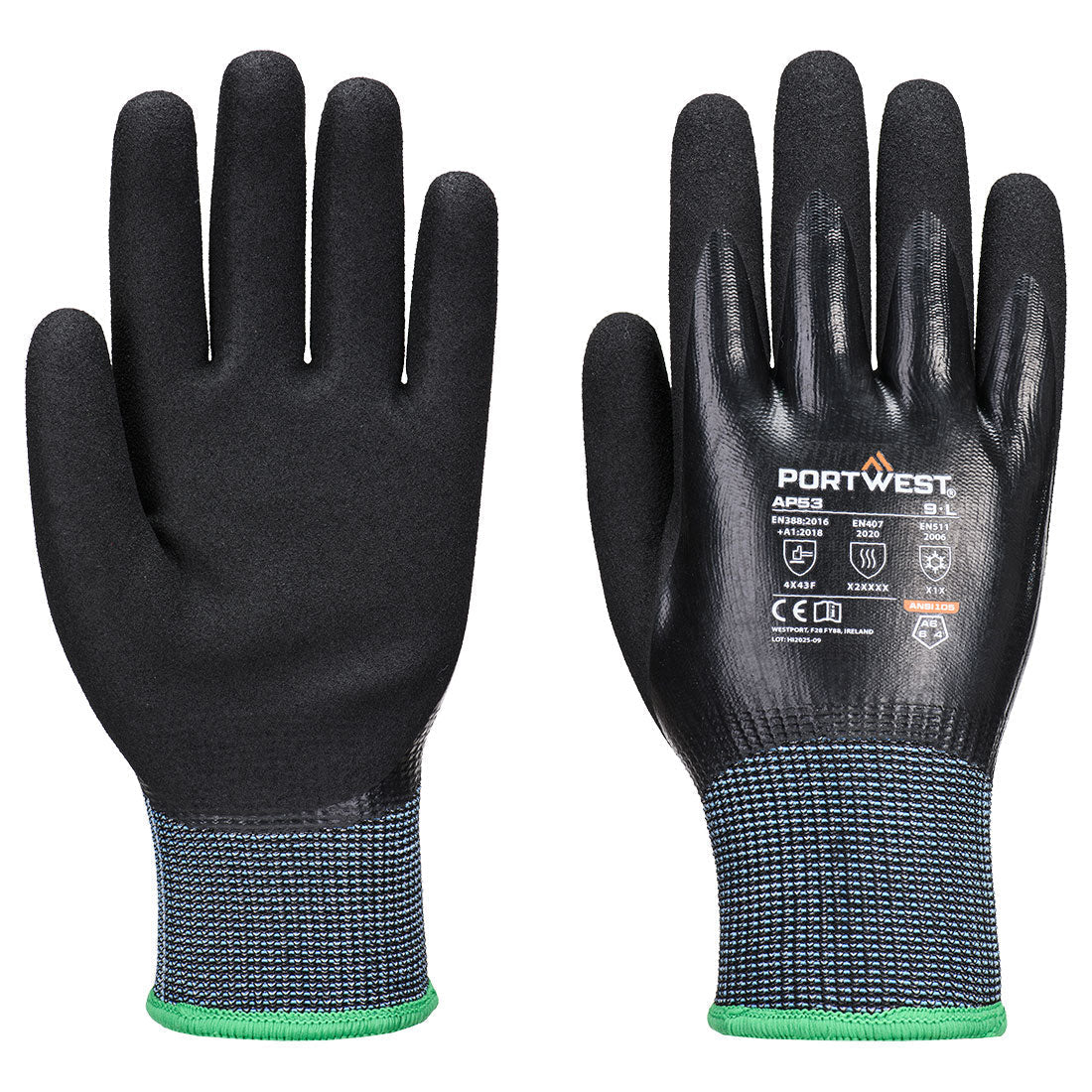 Cold F15 Nitrile Aqua Cut Glove Ap53 - Black - Customisable Cut Resistant Gloves
