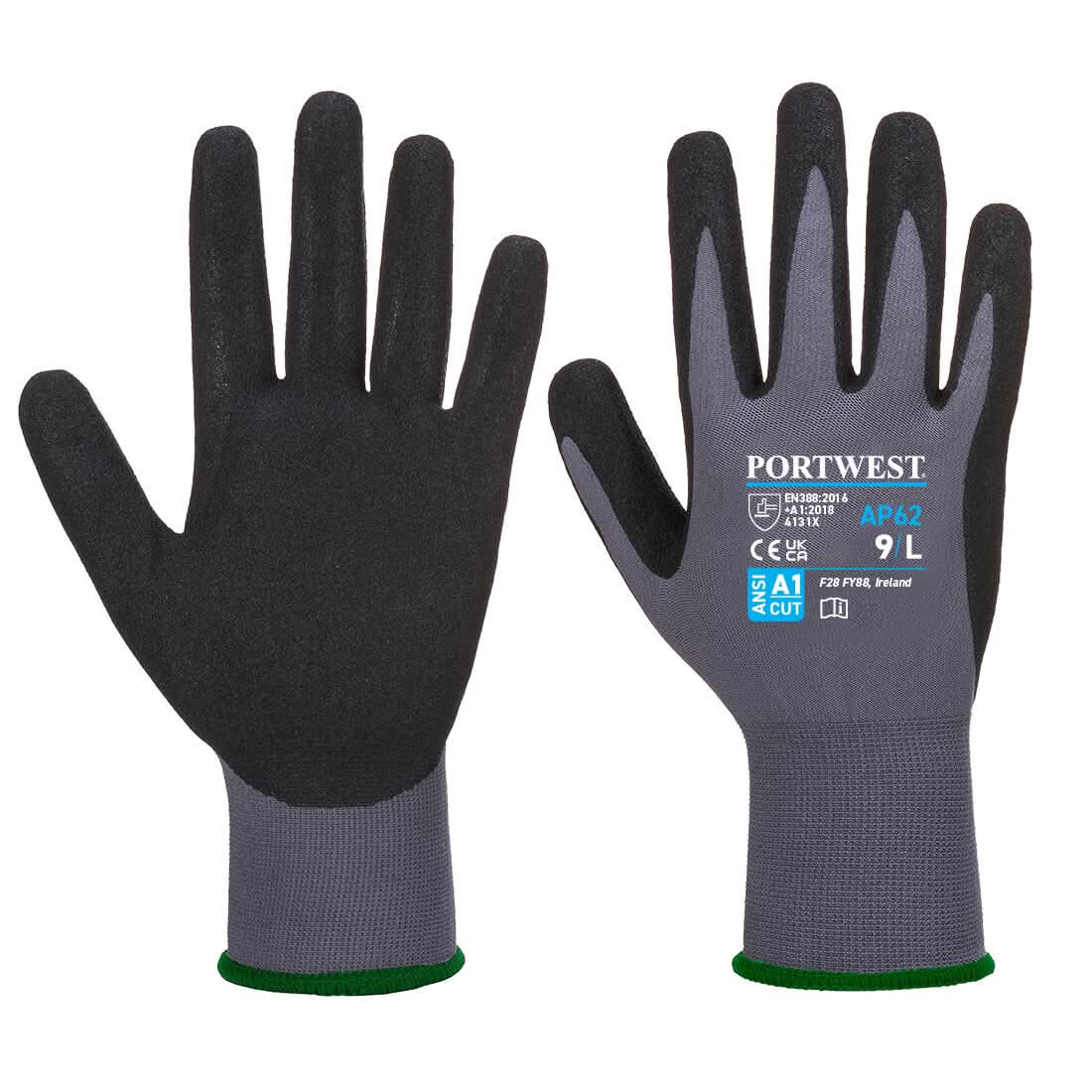 Portwest Dermiflex Aqua Glove AP62 - Grey Black - Customisable Hand Protection