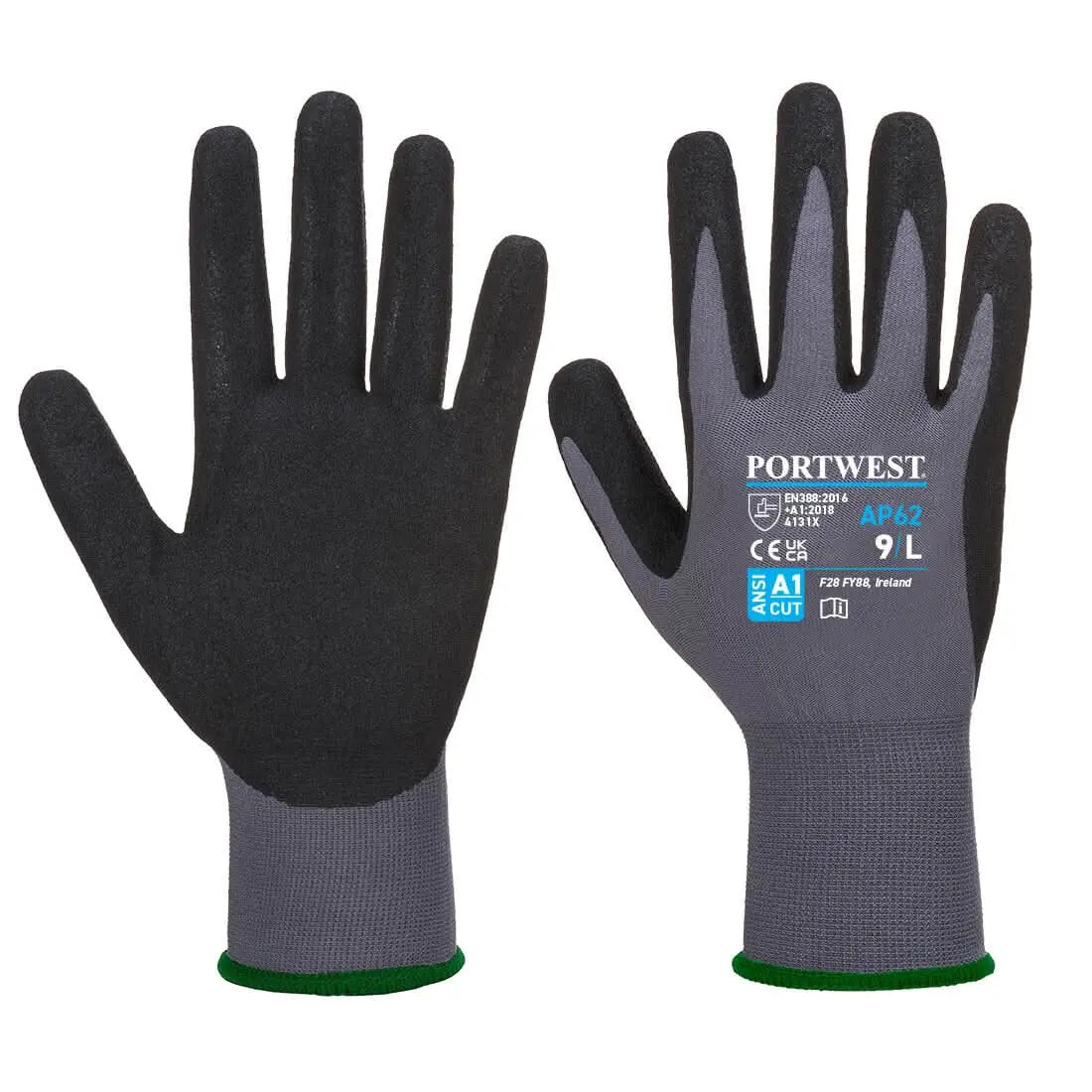 Grip 15 Nitrile Sandy Aqua Glove Ap62 - Grey Black - Customisable Grip Gloves