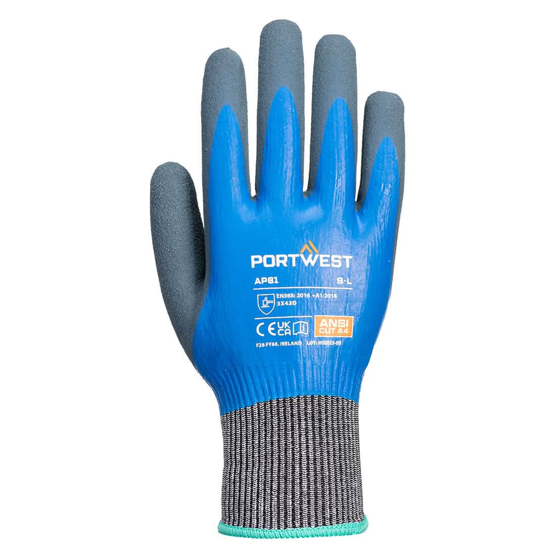Portwest Liquid Pro Cut D13 Latex Glove AP81 - Blue - Customisable Hand Protection