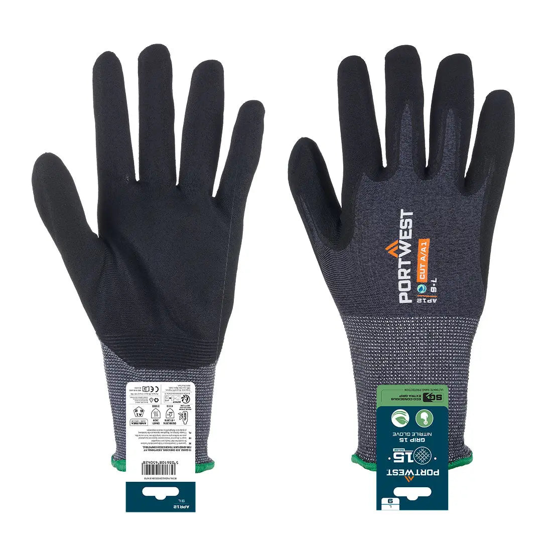 Sg Grip 15 Nitrile Glove (Retail) Apr12 - Grey Black - Customisable Grip Gloves