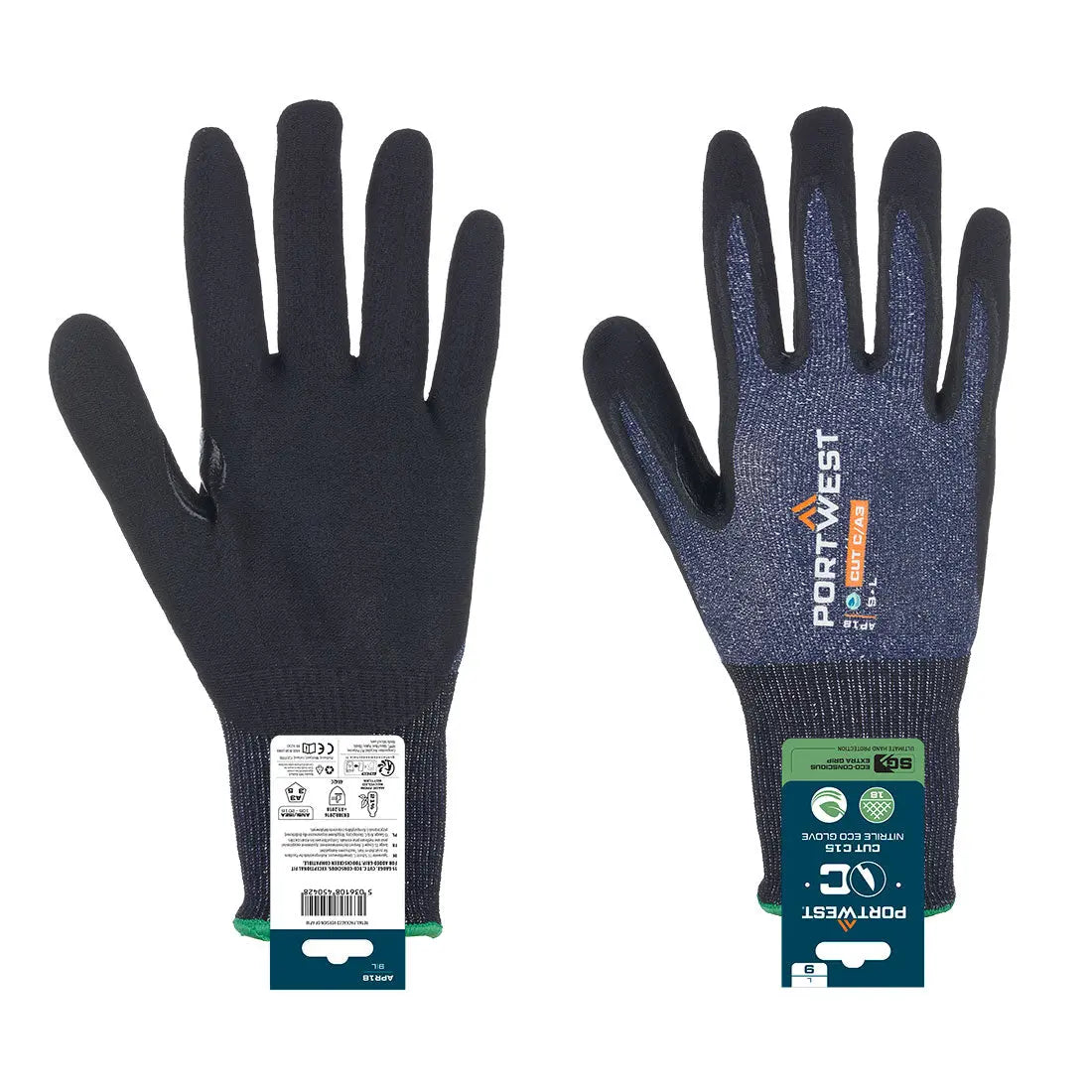 Sg Cut C15 Nitrile Glove (Retail) Apr18 - Blue Black - Customisable General Handling Gloves