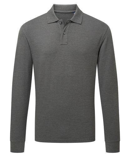 Asquith &amp; Fox Mens classic fit long sleeved polo AQ030 - Charcoal - Customisable Polos