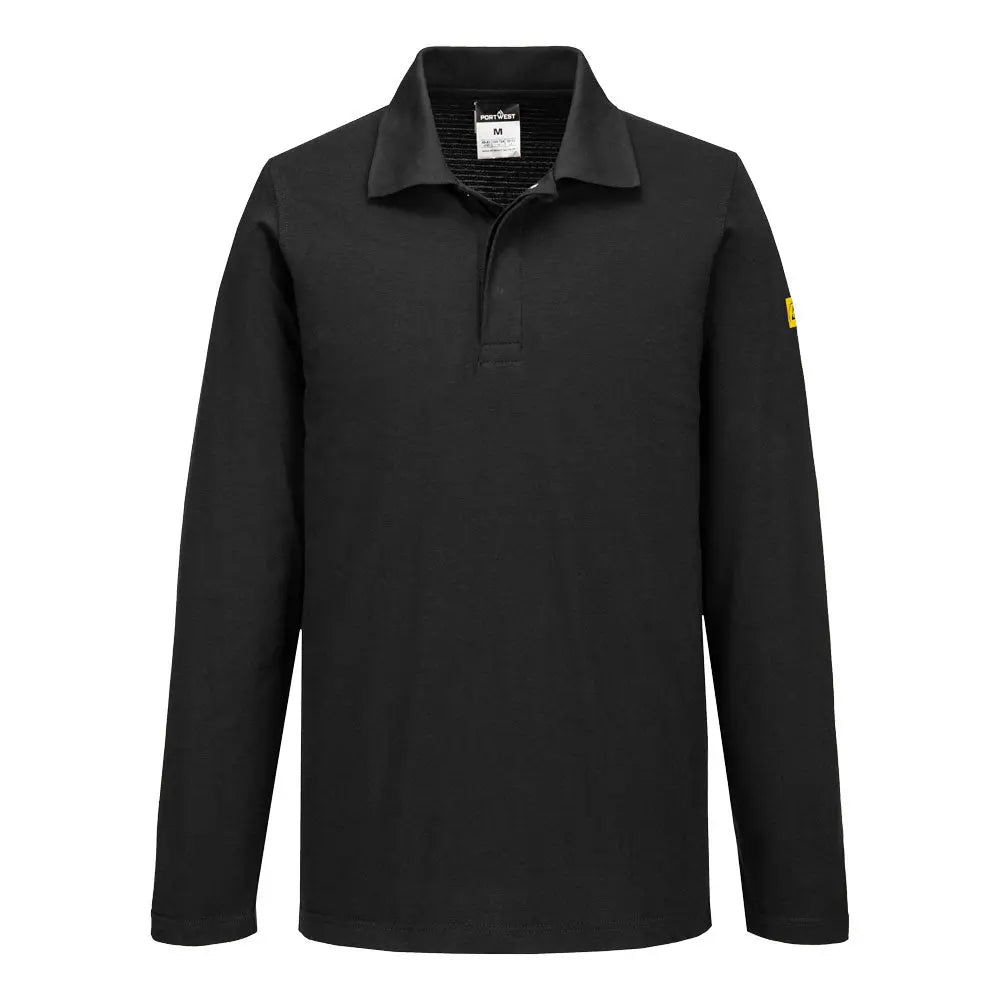 Anti Static Esd Polo Shirt L/S - Black - Customisable T-Shirts