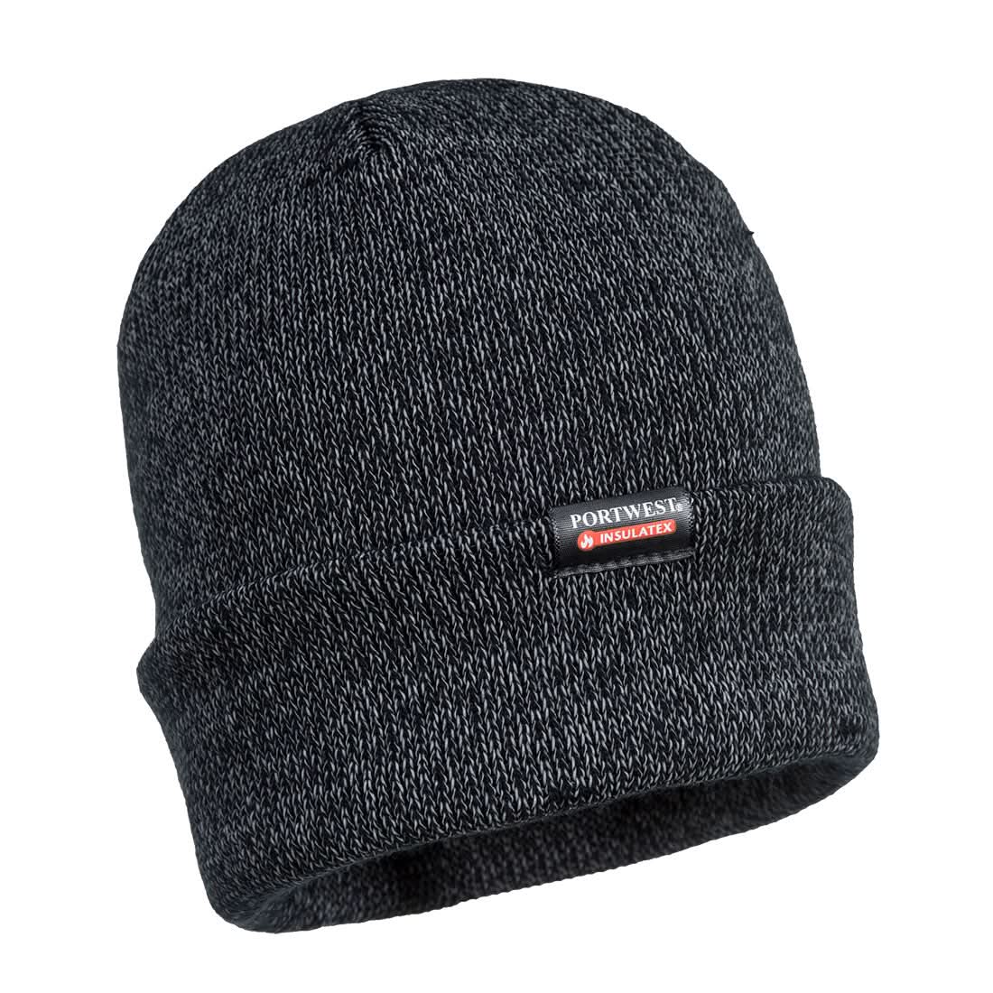 Portwest Insulated Knit Reflective Yarn Beanie B026 - Black - Customisable Hats