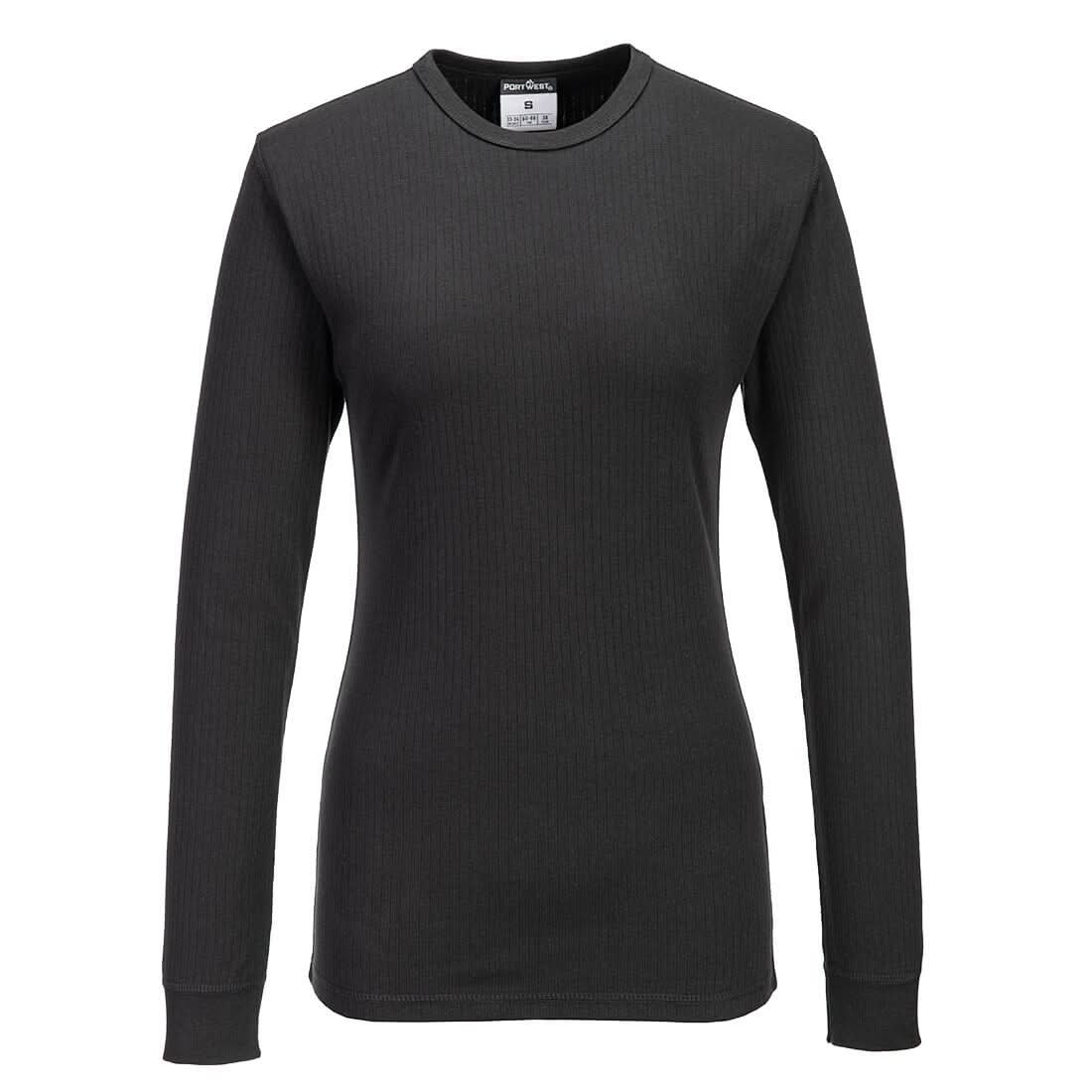 Portwest WomenS Thermal T Shirt Long Sleeve B126 - Black - Customisable T-Shirts