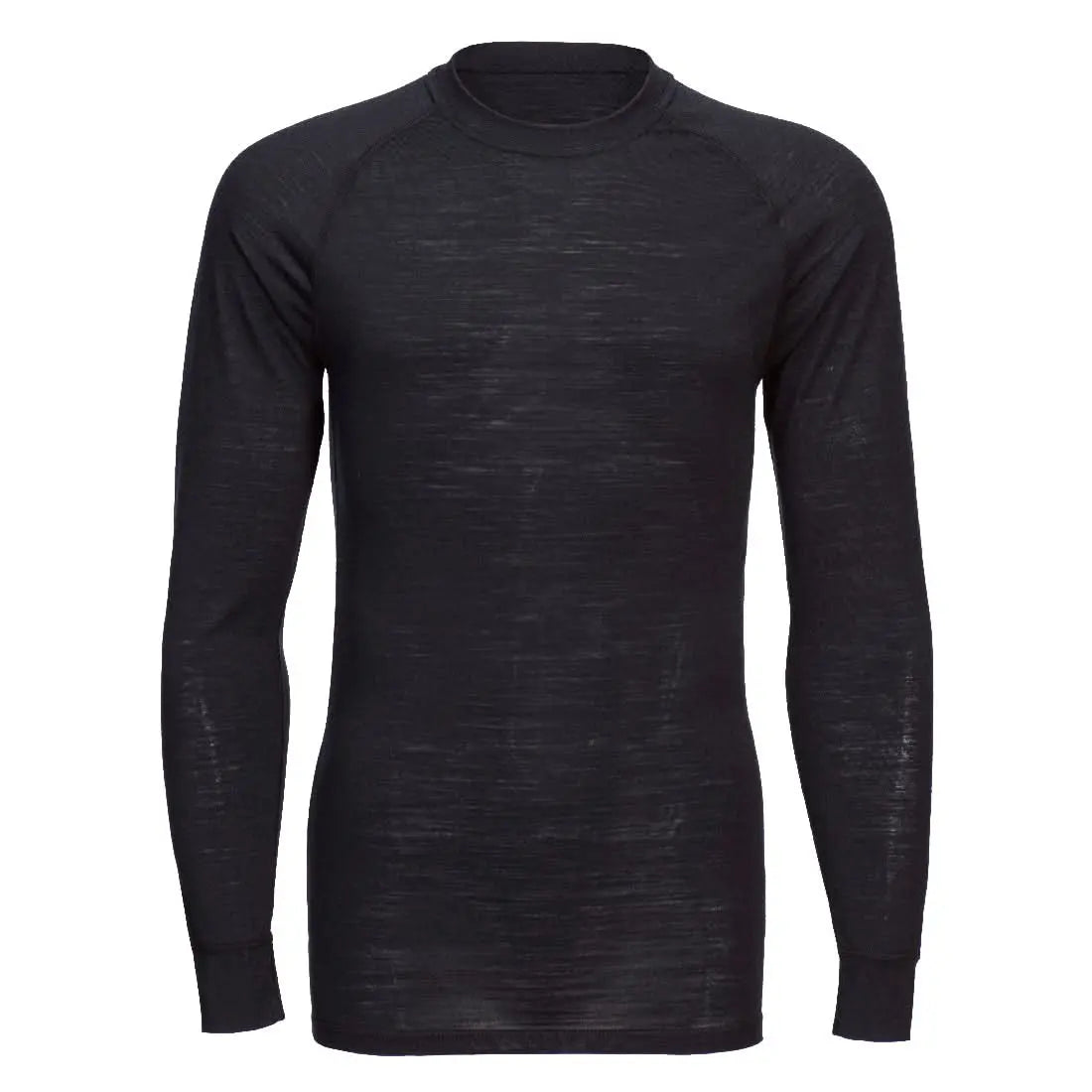 Merino Wool Crewneck Baselayer Top B183 - Black - Customisable Base Layers
