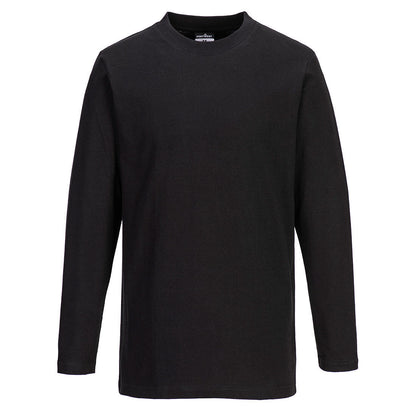 Portwest Cotton T-Shirt L/S - b196 - Black - Customisable T-Shirts