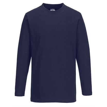 Portwest Cotton T-Shirt L/S - b196 - Navy - Customisable T-Shirts