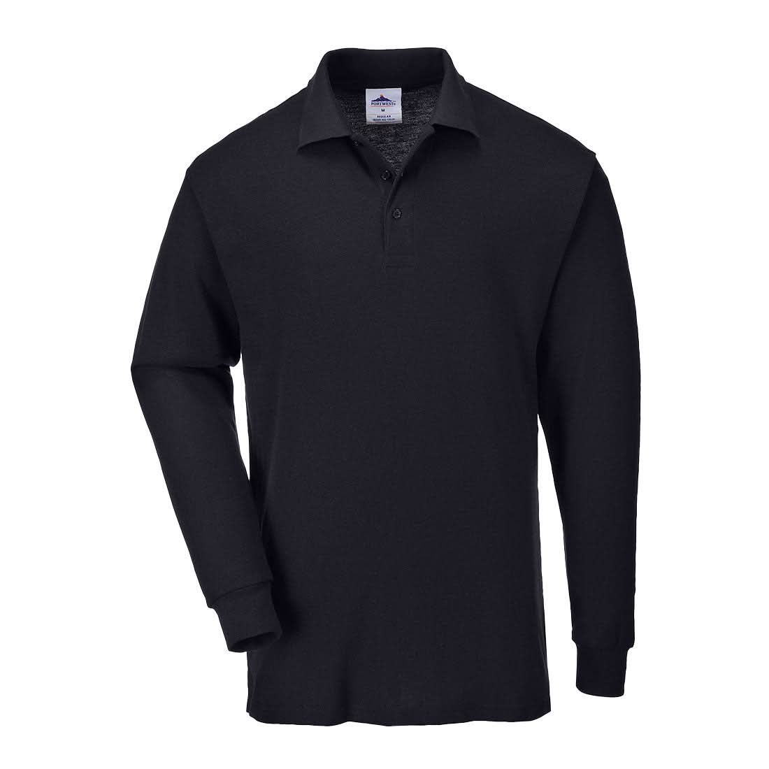 Portwest Genoa Polo Shirt LS B212 - Black - Customisable Polos
