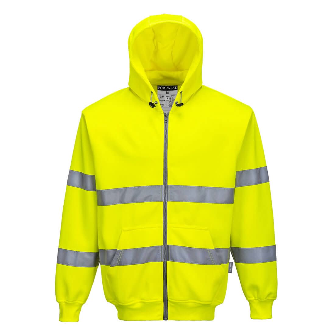 Portwest Hi Vis Zipped Hoodie B305 - Yellow - Customisable Hoodies