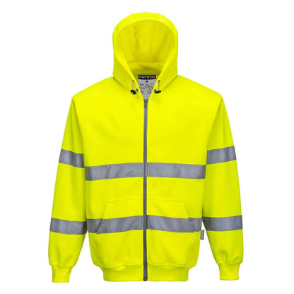 Hi Vis Zipped Hoodie B305 - Yellow - Customisable Hoodies