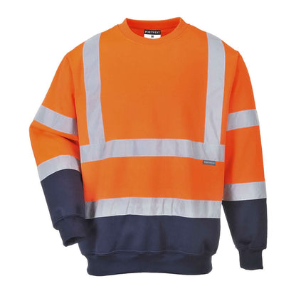 Portwest Hi Vis Contrast Sweatshirt B306 - Orange Navy - Customisable Hi-Vis Sweatshirt