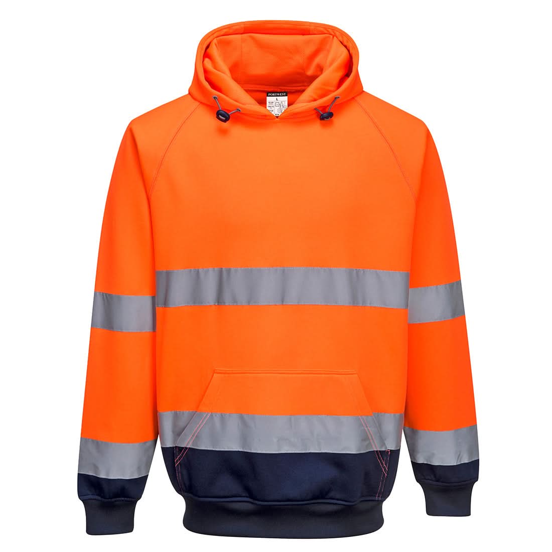 Portwest Hi Vis Contrast Hoodie B316 - Orange Navy - Customisable Hoodies