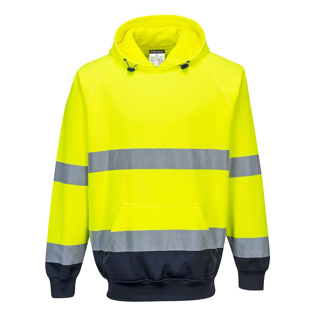 Portwest Hi Vis Contrast Hoodie B316 - Yellow Navy - Customisable Hoodies