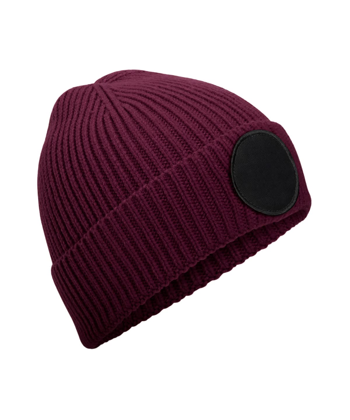 Beechfield Circular fashion patch beanie B332R - Burgundy Black One size - Customisable Beanies