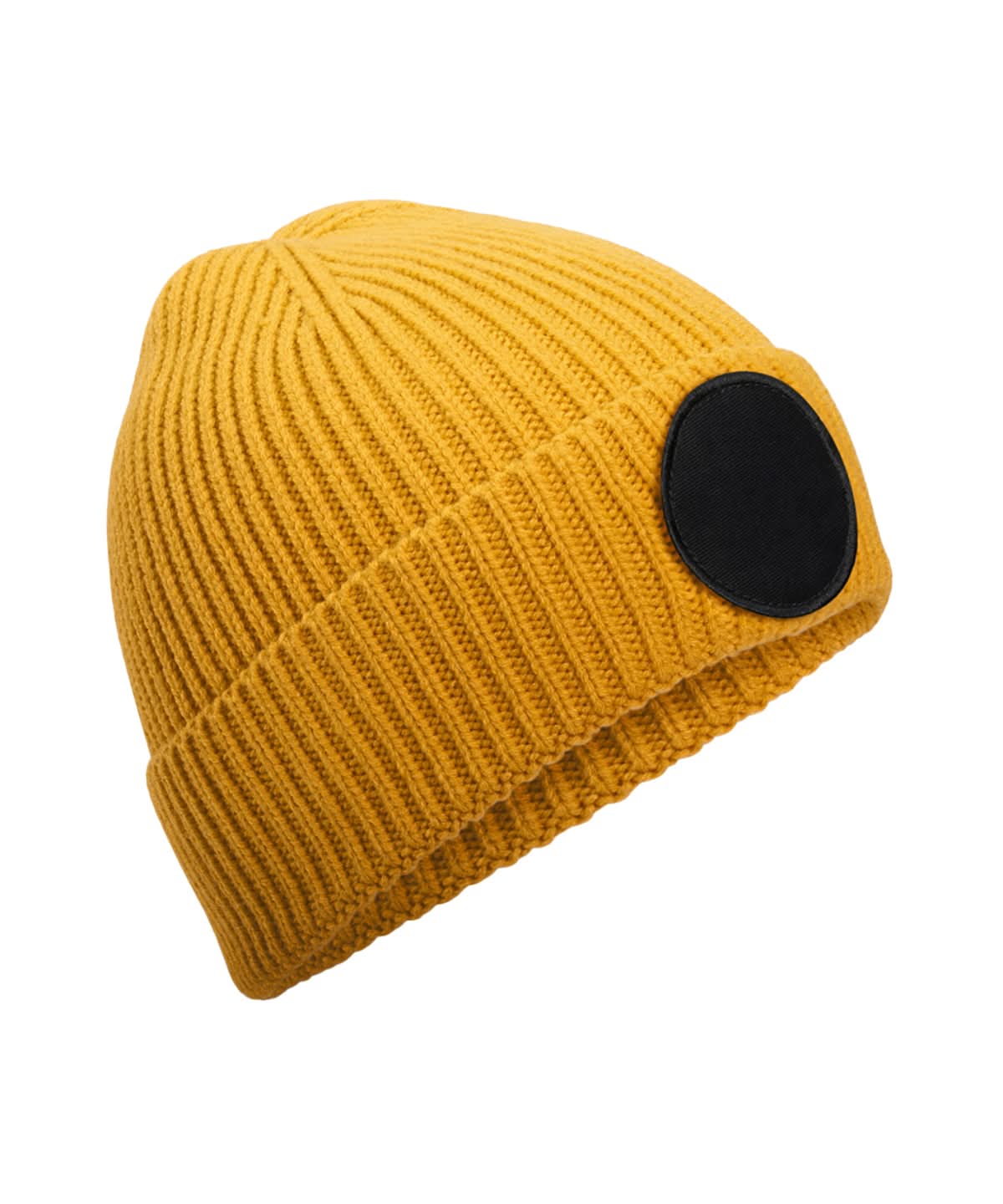 Beechfield Circular fashion patch beanie B332R - Mustard Black One size - Customisable Beanies
