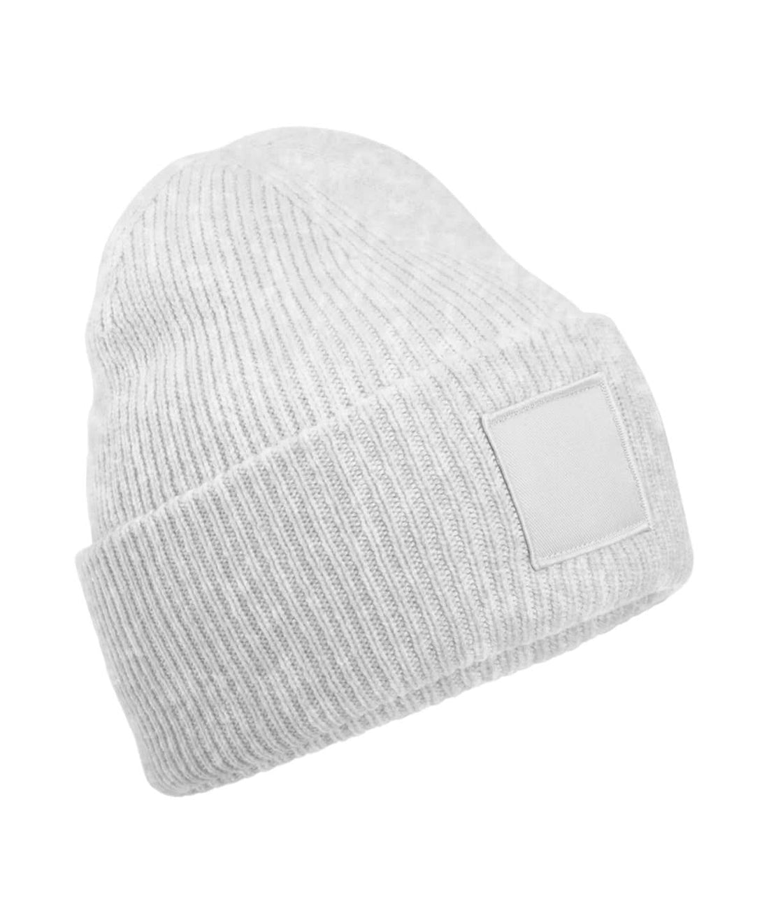 Beechfield Deep cuffed tonal patch beanie B336R - Cloud Grey One size - Customisable Beanies