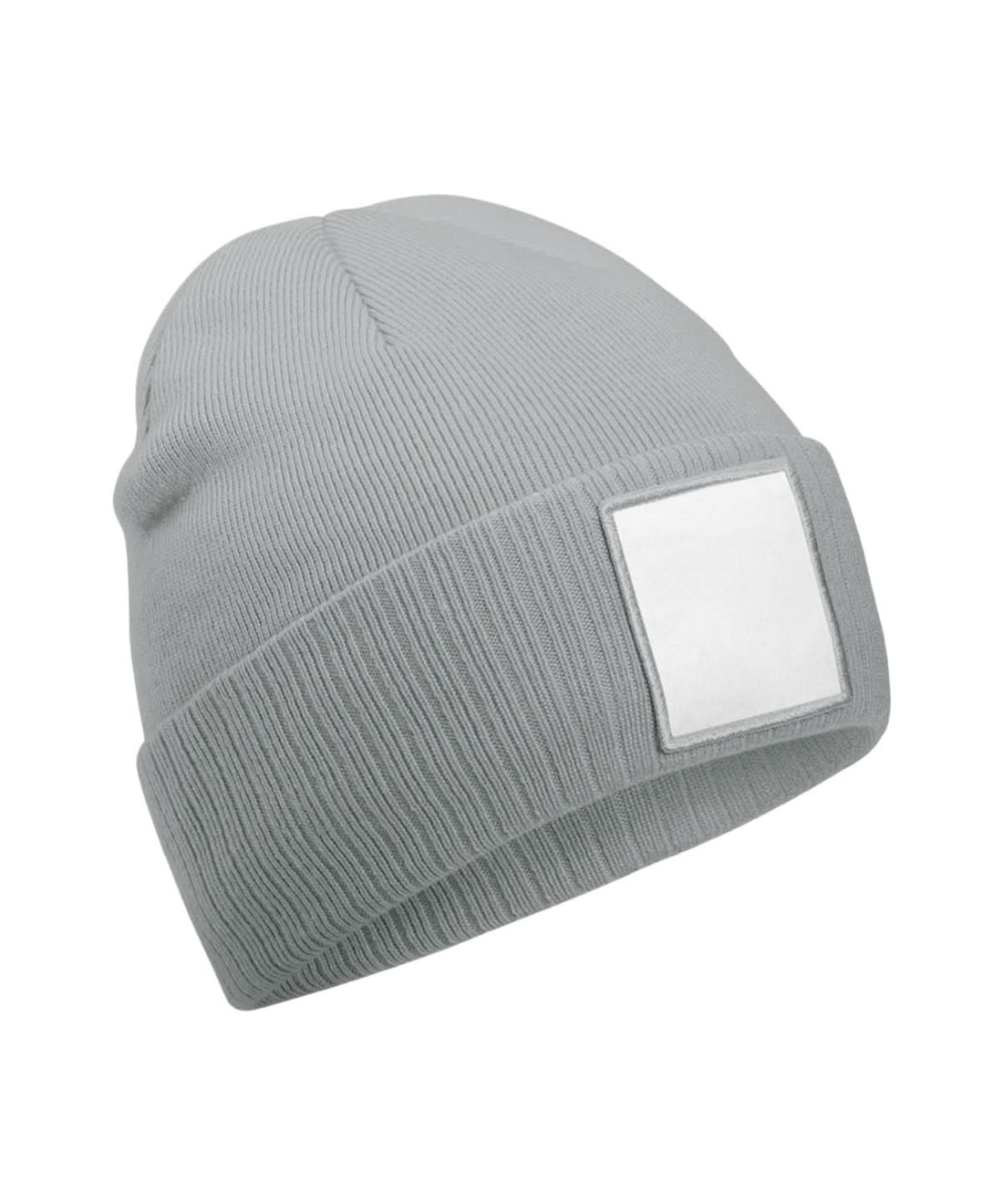 Beechfield Appliqu patch beanie B337R - Ash White One size - Customisable Beanies