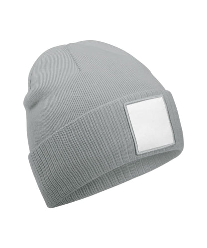 Beechfield Appliqu patch beanie B337R - Ash White One size - Customisable Beanies