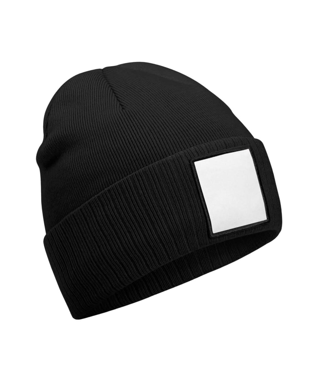 Beechfield Appliqu patch beanie B337R - Black White One size - Customisable Beanies