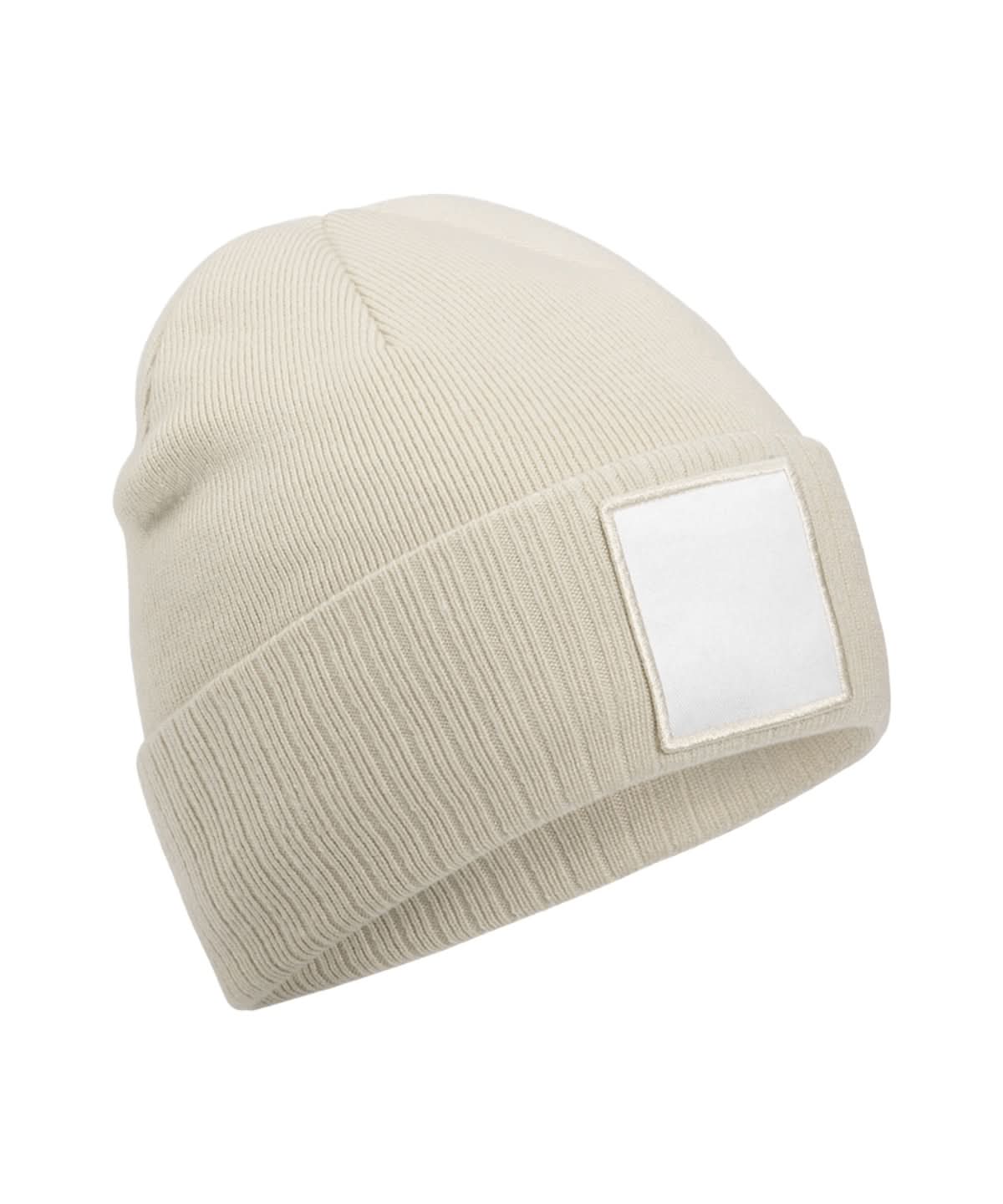Beechfield Appliqu patch beanie B337R - Oatmeal White One size - Customisable Beanies