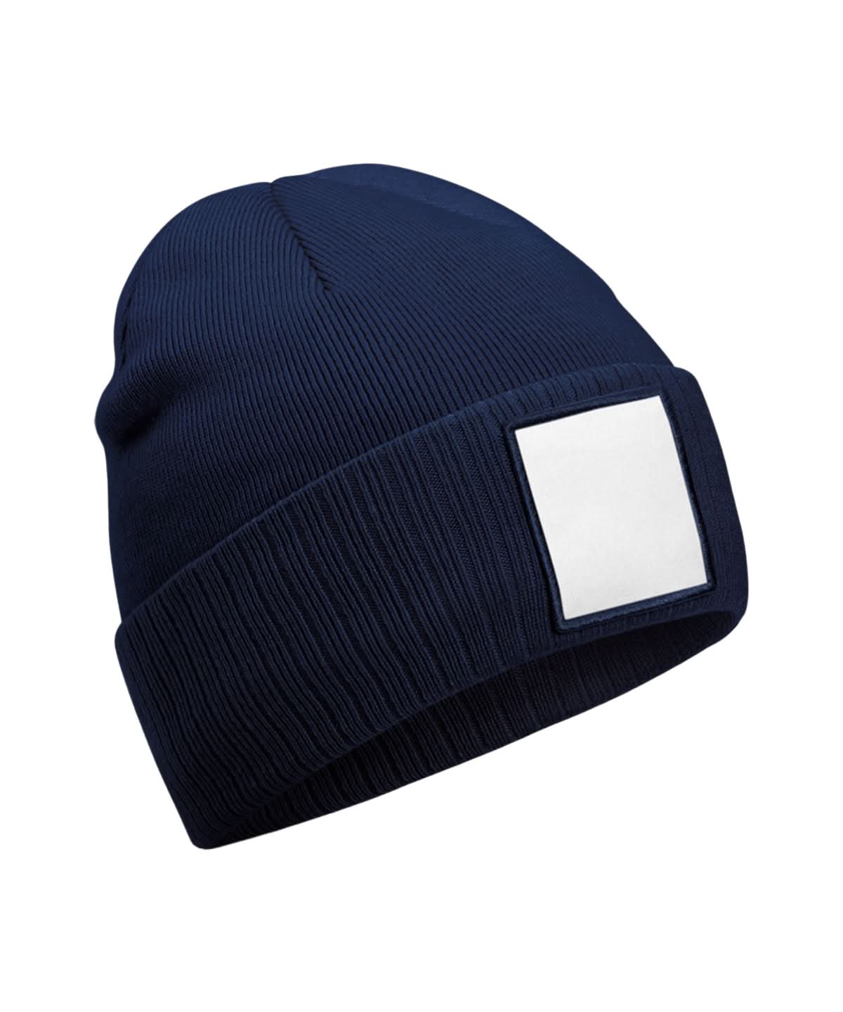 Beechfield Appliqu patch beanie B337R - Oxford Navy White One size - Customisable Beanies