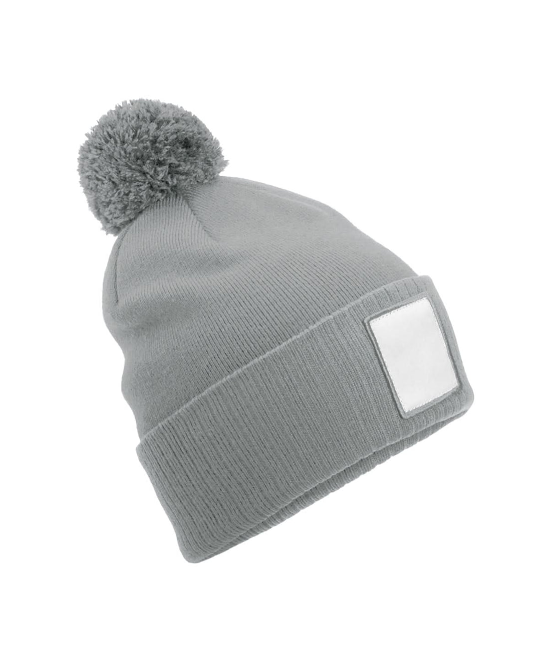 Beechfield Appliqu patch pom beanie B338R - Ash White One size - Customisable Beanies
