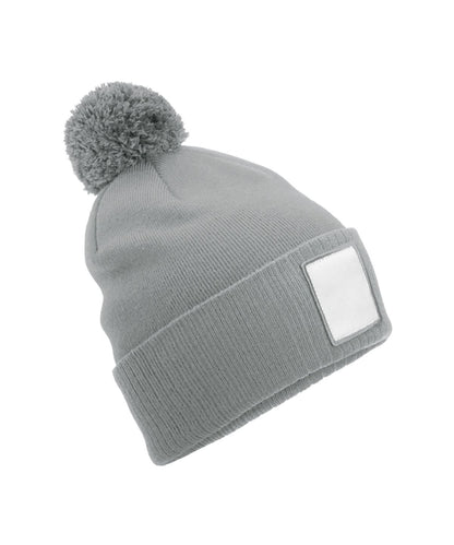 Beechfield Appliqu patch pom beanie B338R - Ash White One size - Customisable Beanies