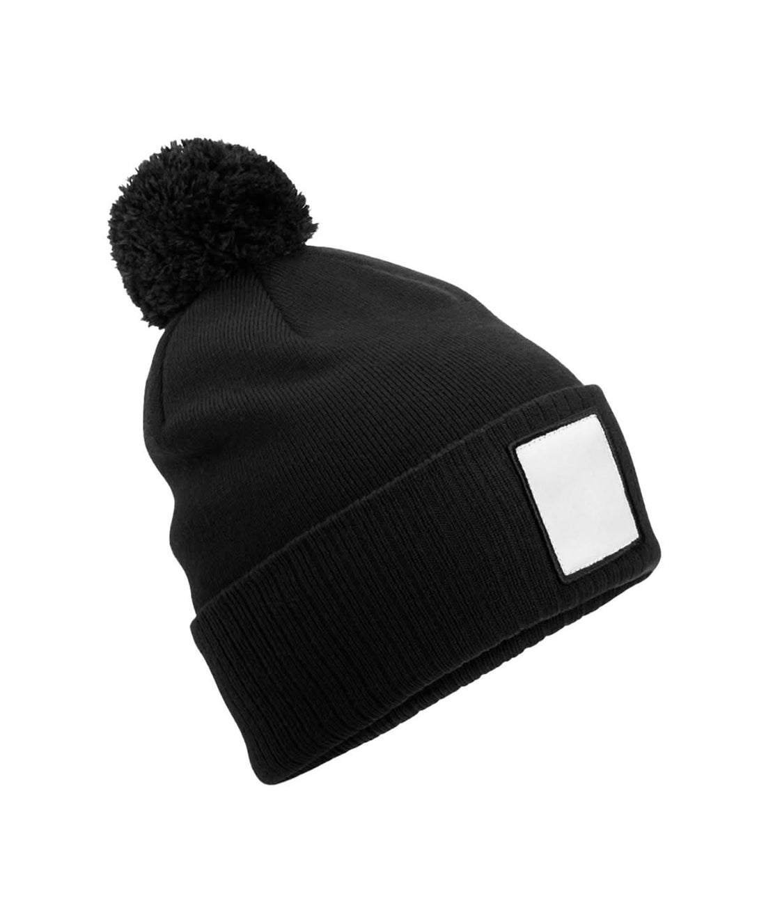Beechfield Appliqu patch pom beanie B338R - Black White One size - Customisable Beanies