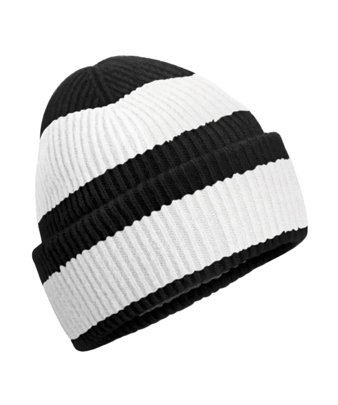 Beechfield Colour block beanie B391R - Black Soft White One size - Customisable Beanies