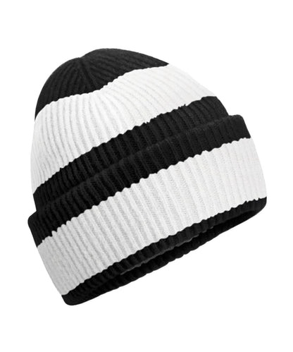 Beechfield Colour block beanie B391R - Black Soft White One size - Customisable Beanies