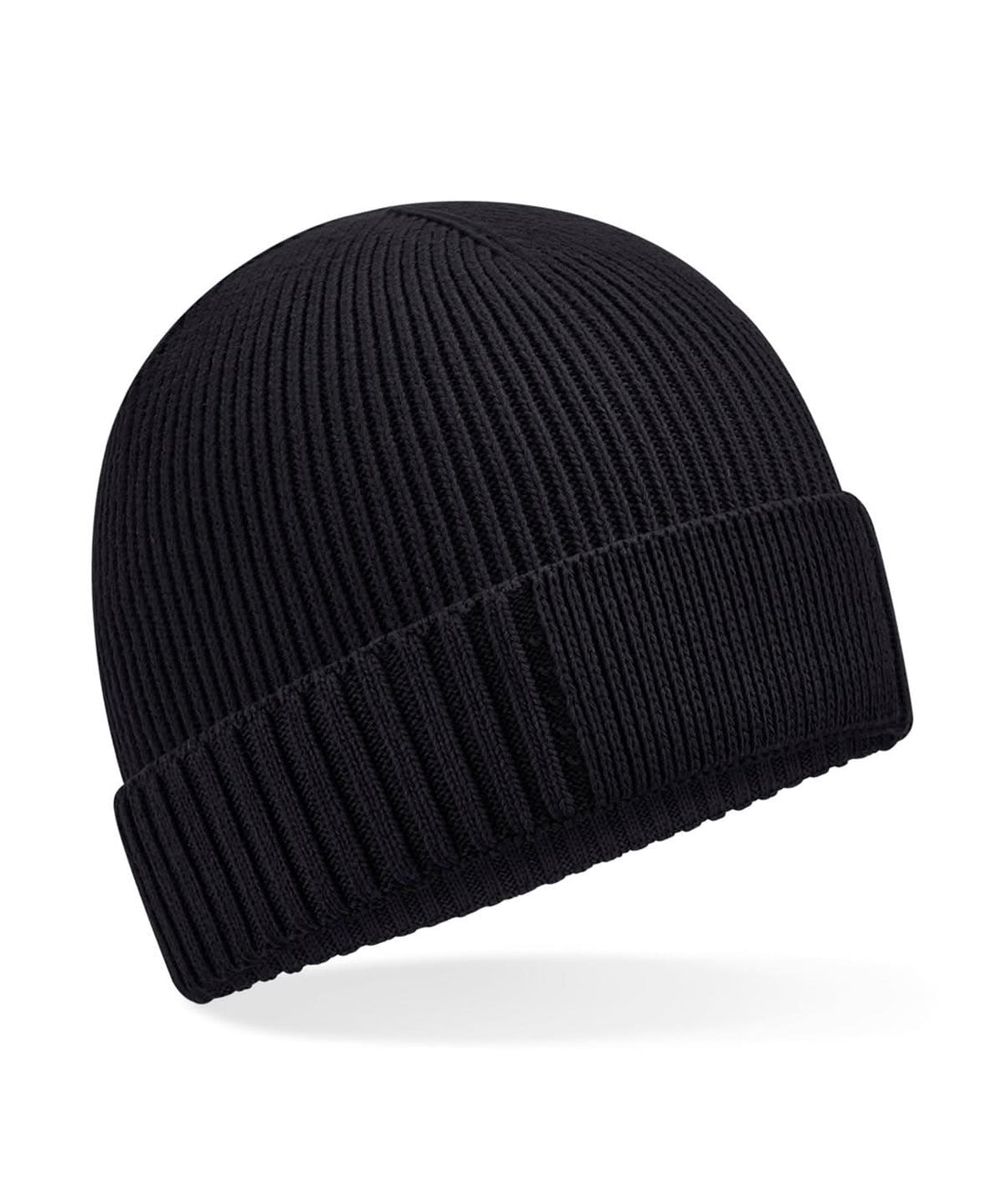 Beechfield Organic cotton engineered patch beanie B438N - Black One size - Customisable Beanies