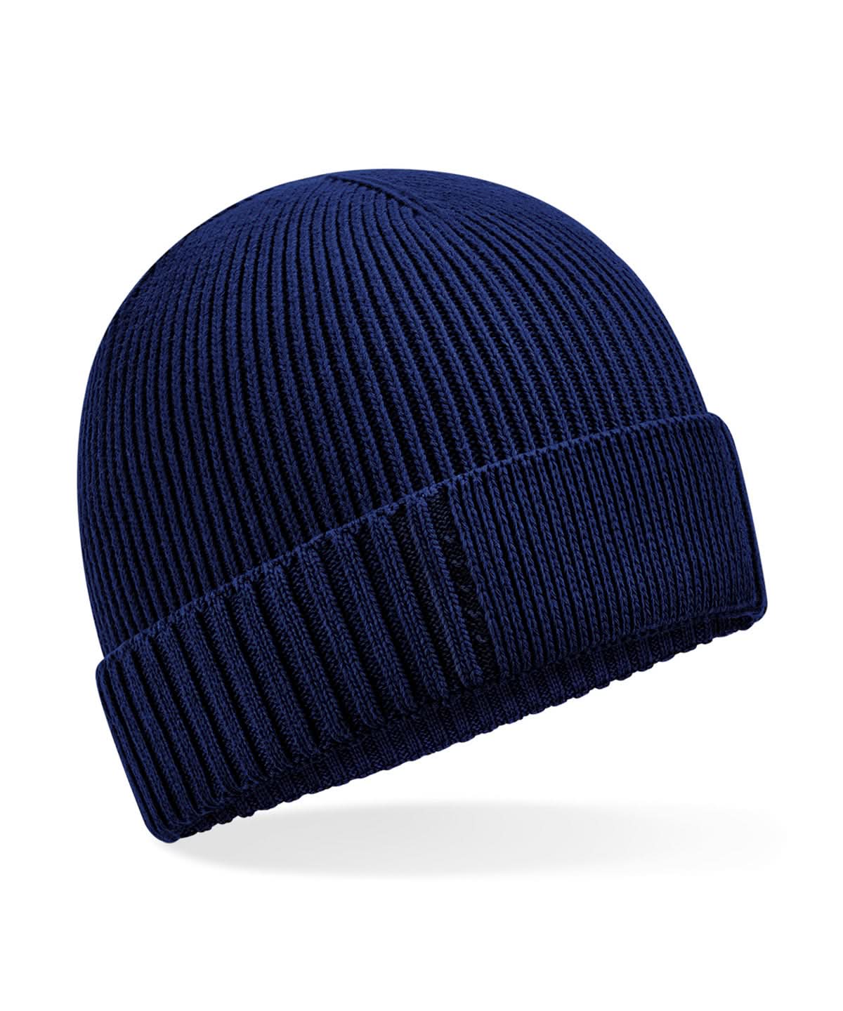 Beechfield Organic cotton engineered patch beanie B438N - Oxford Navy One size - Customisable Beanies