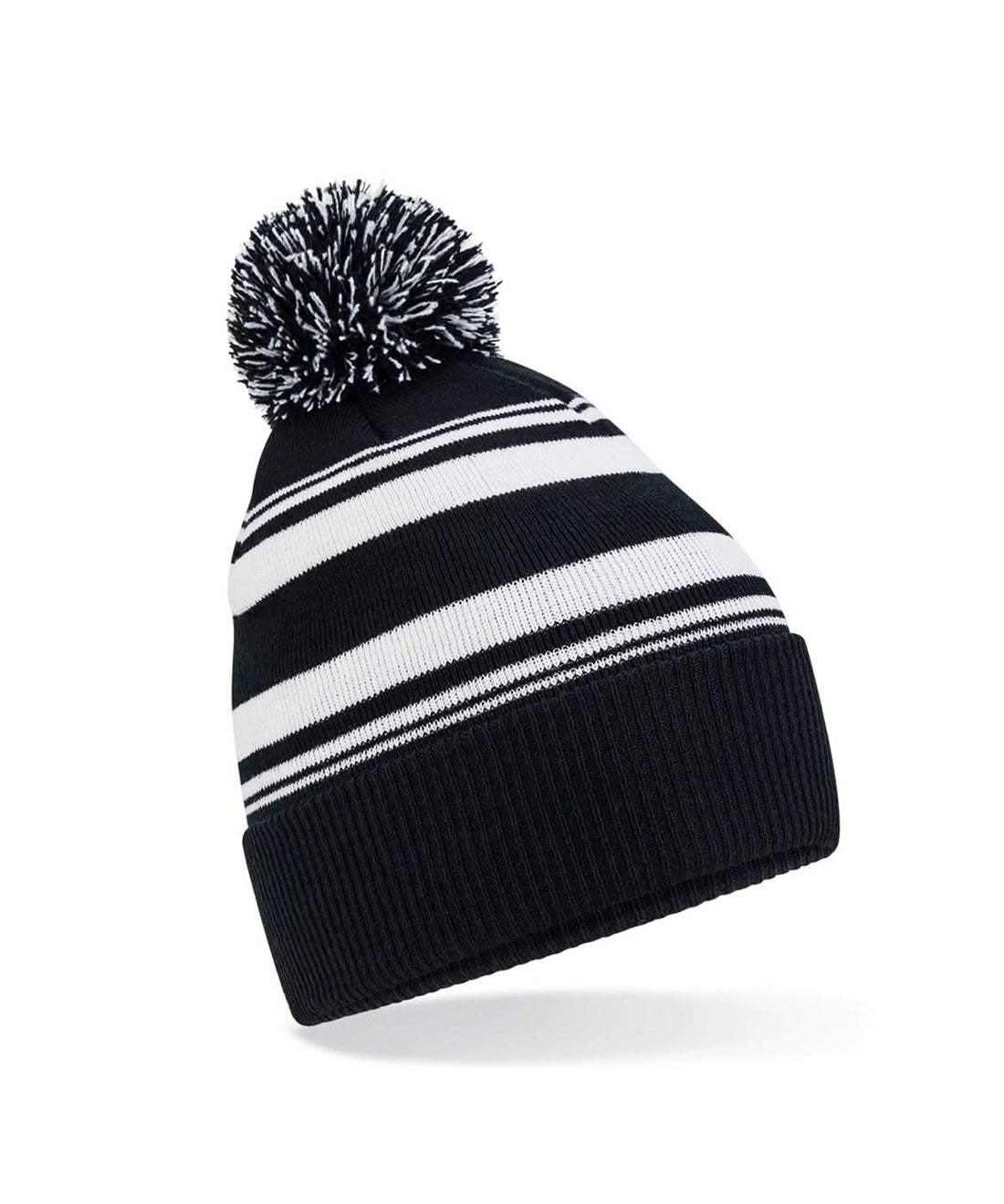 Beechfield Striped fan beanie B473R - Black White One size - Customisable Beanies