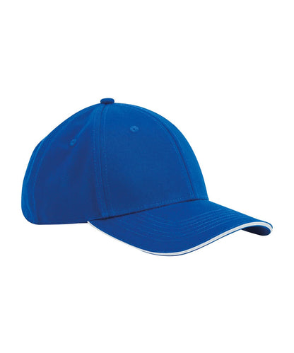 Beechfield EarthAware classic organic cotton 6 panel cap sandwich peak B820C - Bright Royal White One size - Customisable Caps