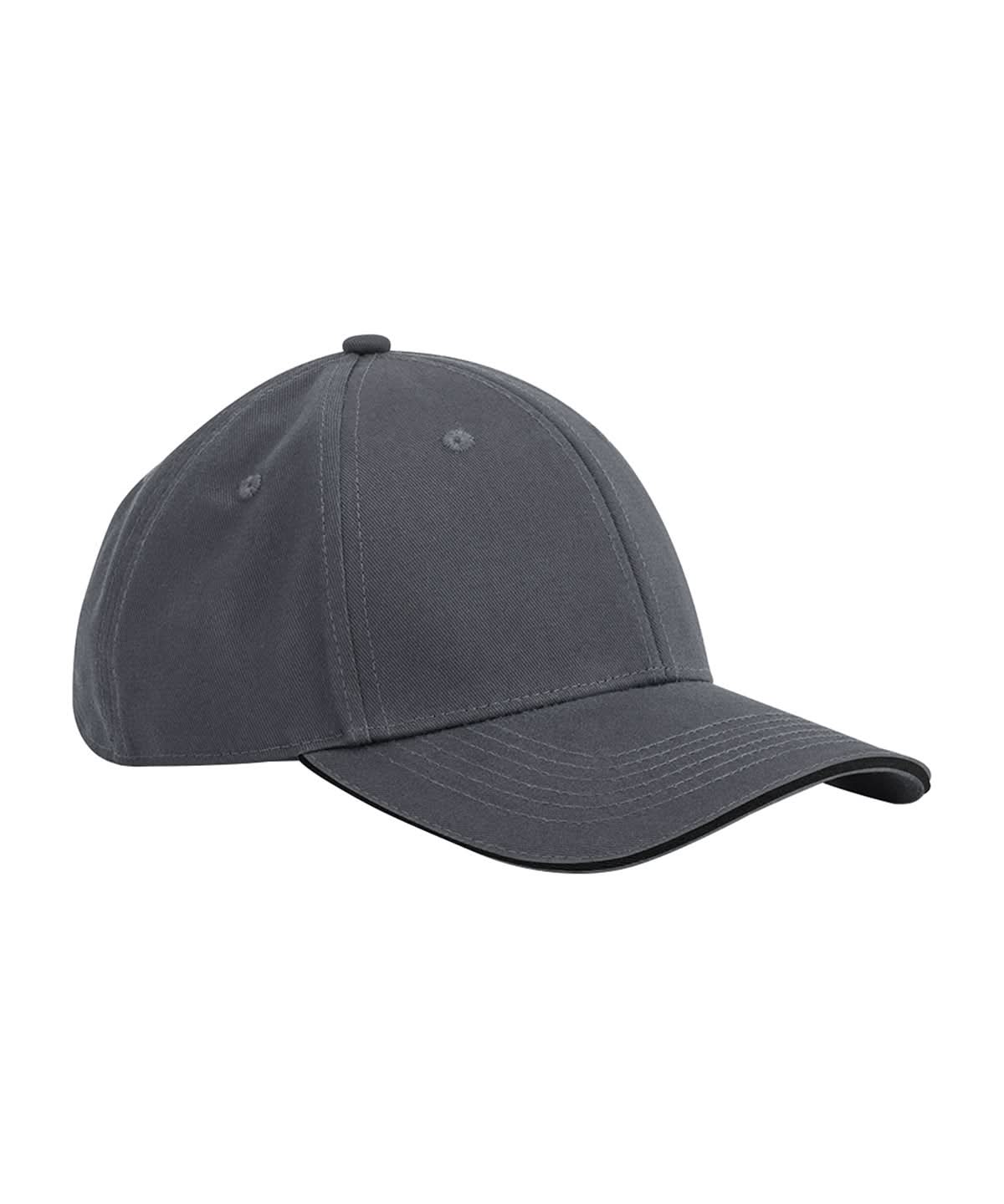 Beechfield EarthAware classic organic cotton 6 panel cap sandwich peak B820C - Graphite Grey Black One size - Customisable Caps