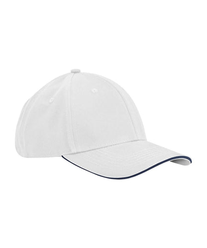 Beechfield EarthAware classic organic cotton 6 panel cap sandwich peak B820C - White French Navy One size - Customisable Caps